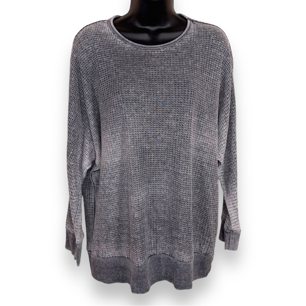 XL Stitch Star Grey Gray Distressed Sweater Top Long Sleeve Cotton Blend Goth